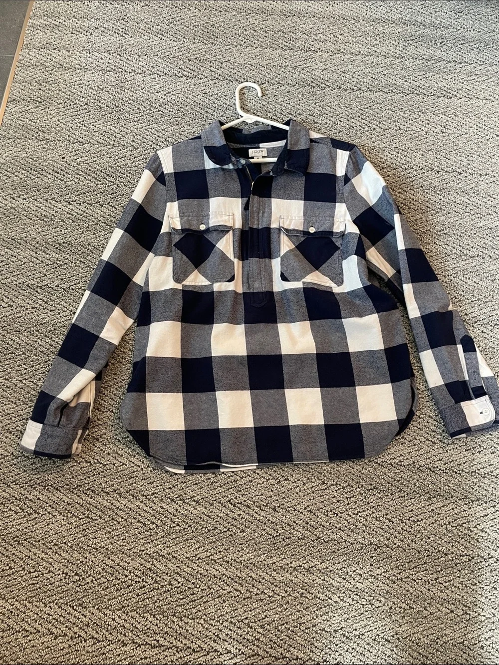 J. Crew Women’s Navy and White Check Popover Shirt
